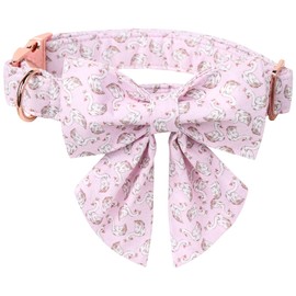 Lionet Paws Design Dogs Collar Cute Pink Sailor Bow Dog Collars for Girl Female Medium Large Dogs with Swan XL
