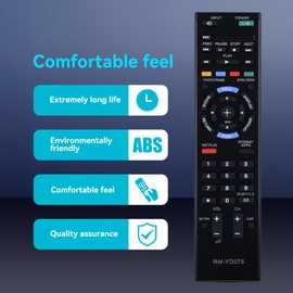 ZWP RM-YD075 Replacement Remote Control fit for Sony Bravia TV KDL-55EX645 KDL-40EX645 KDL-50EX645 KDL-60EX645 KDL-40EX640 KDL-46EX640 KDL-55EX640 KDL-46EX645