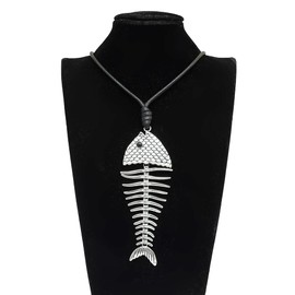 Z&R RETRO Elevate Your Style: Extra-Long Sweater Chain Necklace with Bold Hollow Fish Pendant in Gold & Silver (661)