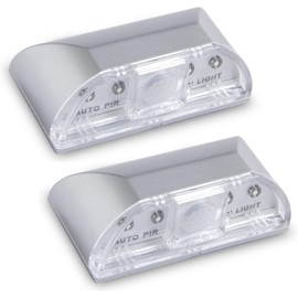 Key Light Door Lights, Small Motion Sensor Light with 4 LED Bulbs, Battery Powered Night Lights for Hallway, Stairway, Kitchen, Closet, Bedroom (2 Pack Silver)