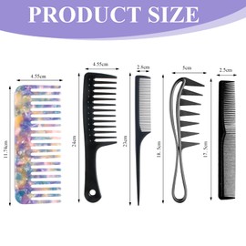 Curl Comb 5 Pieces Comb for Curls Curl Comb Natural Curls Curls Comb Antistatic Anti-Break Comb Coarse Tooth Hair Brush Wide Hair Comb Curly Hair Long Hair Comb Unisex