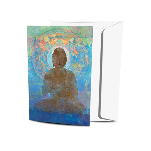 Tree-Free Greetings EcoNotes 12-Count Blue Buddha Blank Notecard Set with Envelopes, All Occasion, Inspirational Spiritual (FS56949)