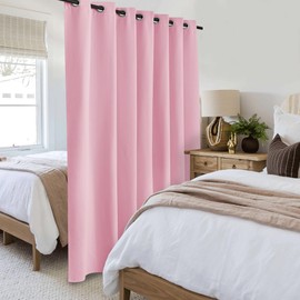 Beauoop 100% Blackout Curtains 84 Inches Long for Patio Sliding Door Pink Solid Extra Wide Room Darkening Thermal Insulated Room Divider Soundproof Grommet Window Treatment Drapes,100x84 Set of 1