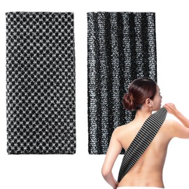 wilcractk Rückenbürste, afrikanisches Netz, Schwamm, Peeling, Körper, Schaber, Rücken, Dusche, 2 Stück, schwarz, lang, für Bad, Dusche, Peeling, Alltag, Herren, Damen, alle Hauttypen