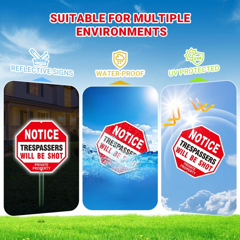 Notice Trespassers Will be Shot Sign, No Trespassing Violators Will