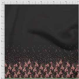 Soimoi Black Cotton Duck Fabric Leaves & Flower Panel Print Fabric by Yard 56 Inches Wide