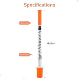 1ml 30Ga 5/16 Inch Scientific Lab Syringe, Individually Wrapped, Pack of 100