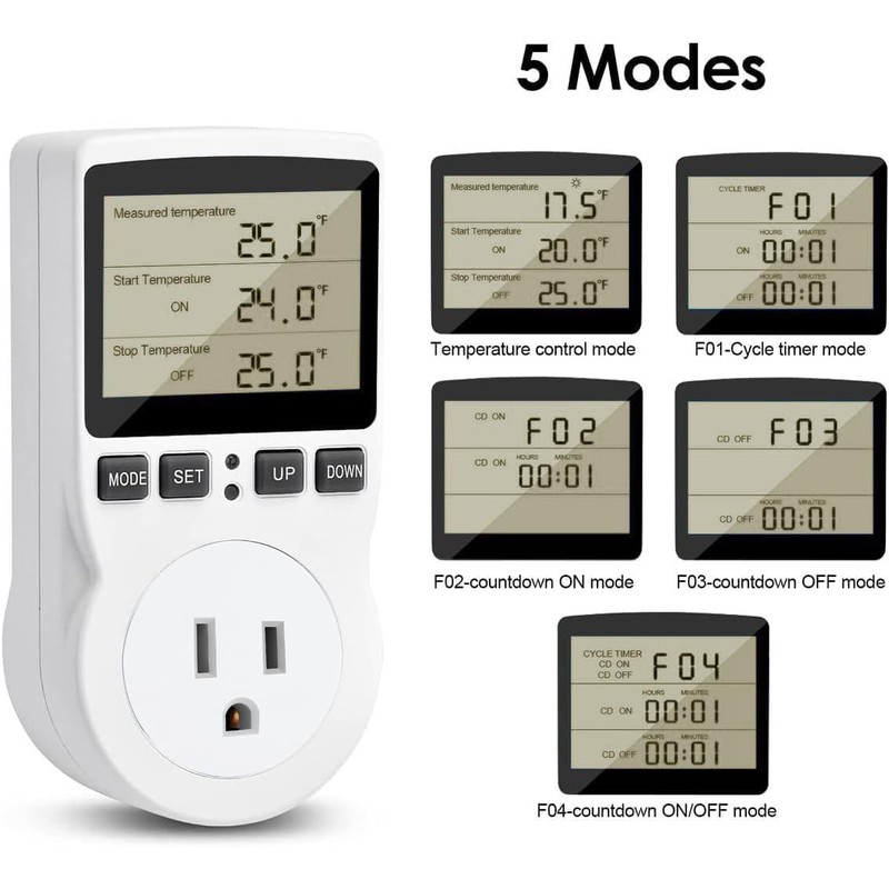 Diymore 2900W Plug in Thermostat Temperature Controller Electric Digital Thermostat