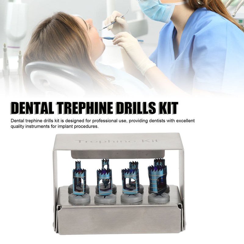 8pcs Dental Trephine Drills Kit Dentist Implant Instruments Tools Trephine
