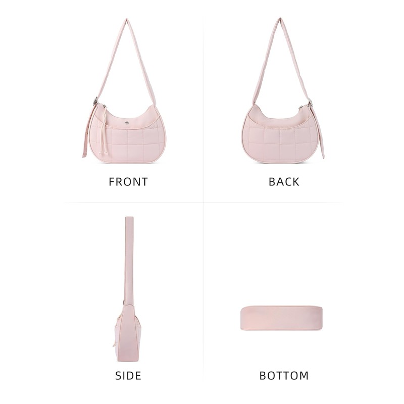 WESTBRONCO Puffer Crescent Shoulder Bags for Women Puffy Quilted Handbags,