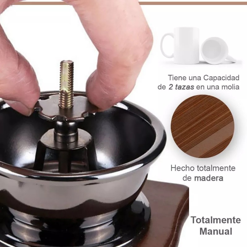 Mebix Molino De Café Manual Portátil De Madera Vintage Retro