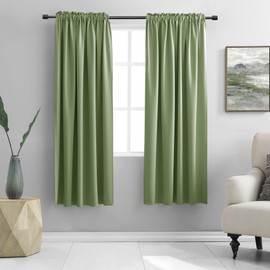 DONREN Sage Green Blackout Curtain Panels for Small Window - Thermal Insulated Room Darkening Rod Pocket Curtains for Bedroom (52 by 63 Inch,2 Panels)