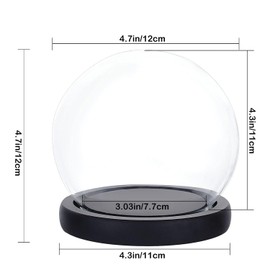 Nynelly 4.7" D X 4.7" H Clear Glass Dome Cloche with Black LED Lights Base,Glass Display Bell Jar Ornament