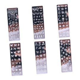 WOONEKY Unique Nail Art Templates Pcs Floral Butterfly Stamping Plates Manicure Printing Plates Stainless Steel Elegant Nail Decor for Women