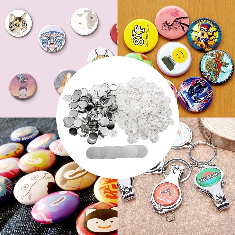 100 Sets of 37mm Badge Pin Button Parts, Round Button