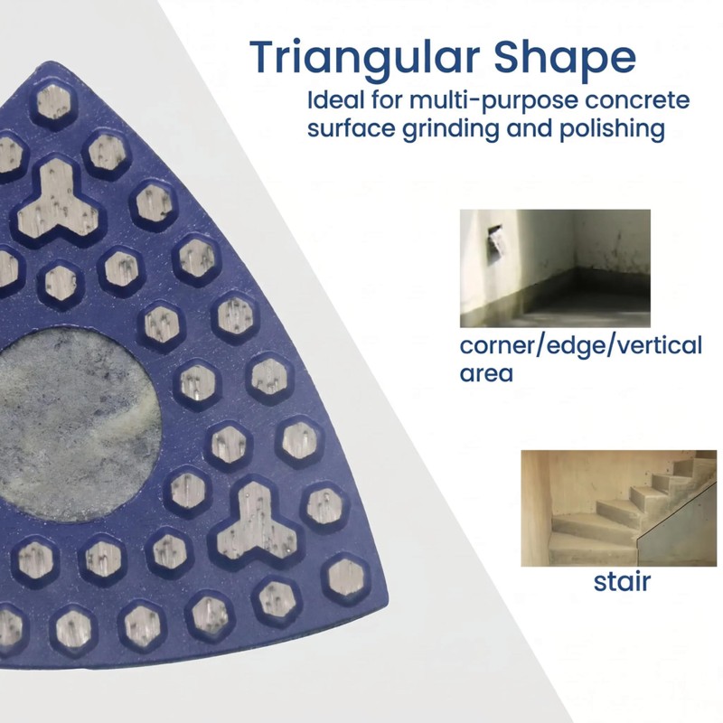 Triangular Diamond Grinding Pads for Corner Edge, 3 Inch Metal
