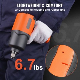 3/4 Inch Drive Air Impact Wrench 1870ft Lbs Nut Busting Torque Composite Pneumatic Impact Gun for AuTorque: 2000 N
