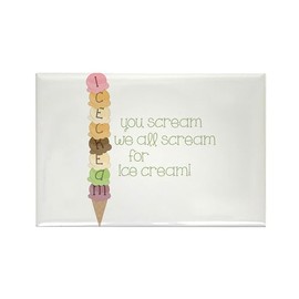 CafePress We All Scream Magnets Rectangle Magnet, 3"x2" Refrigerator Magnet