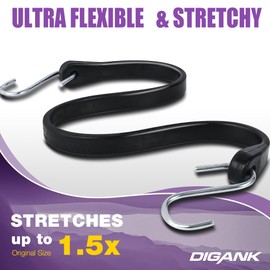 Bungee Cords with Hooks (20 Pack) Heavy Duty Outdoor Rubber Tarp Straps in 10", 15", 21", 31" Sizes, Crimped S Hooks for Securing Cargo, Bikes, Camping Gear, Luggage - Max Stretch 1.5X, Load 180 lbs