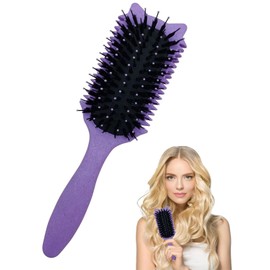 BPTRKOM 1 x Professional Detangling Brush with Spiral Springs - for Curls and Long Hair - For Women / Men - Lime Green Design - Hair Care Special Brush with Lubricating Effect (Green: Rounded Corners)