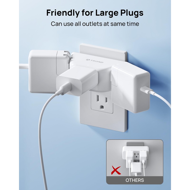 TROND Multi Plug Outlet Extender 2 Pack - Electrical Wall