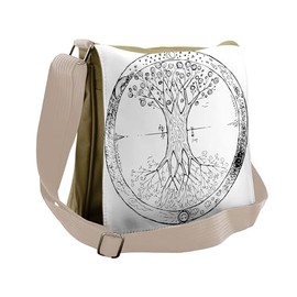 Lunarable Tree of Life Messenger Bag, Celtic Round Cycle, Unisex Cross-body