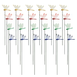 EBQOSK 24 - Pack Colorful Dragonfly Garden Stakes, Weather - Resistant Outdoor Decor for Yard, Patio & Flower Beds, Vibrant Plastic Dragonfly Ornaments to Enhance Garden Aesthetics