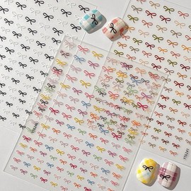 Tiny Knot Ribbon Nail Sticker Drawing Metal Nail Sticker / 쪼꼬미 매듭 리본네일스티커 드로잉 메탈네일스티커