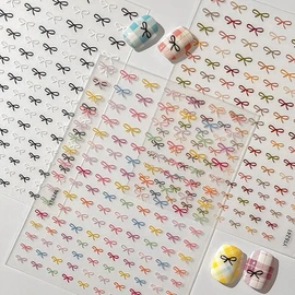 Tiny Knot Ribbon Nail Sticker Drawing Metal Nail Sticker / 쪼꼬미 매듭 리본네일스티커 드로잉 메탈네일스티커