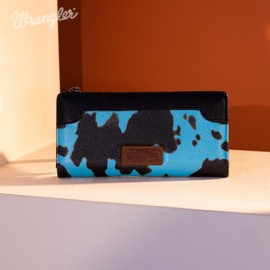 Wrangler Cow Print Wallet Women Bifold Credit Card Wallet Women's Wallets, Card Cases & Money Organizers Wallets for Women Ladies Female Cash Wallett with Smooth Zipper