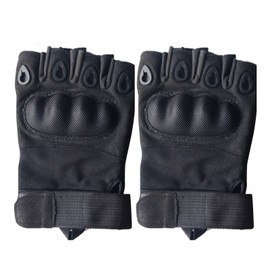 2PCS Half Finger Hard Knuckle Gloves Breathable Wear Resistant Combat Gloves for Hiking M 20‑21cm / 7.9-8.3in