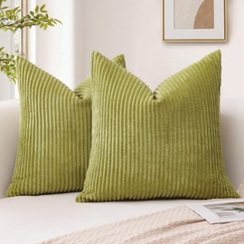 Sungeek Set of 2 Corduroy Cushion Covers, Decorative Cushion Covers, Soft Cord Cushion Cover, Decorative Cushion, Sofa Cushion, Couch Cushion, Decorative Cover, Cushion Cover for Bedroom, Living Room