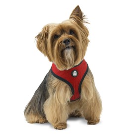 Furhaven Pet Accessory for Dogs & Cats - Lightweight Adjustable Padded Mesh Vest Harness for Walking & Running, Red, Medium