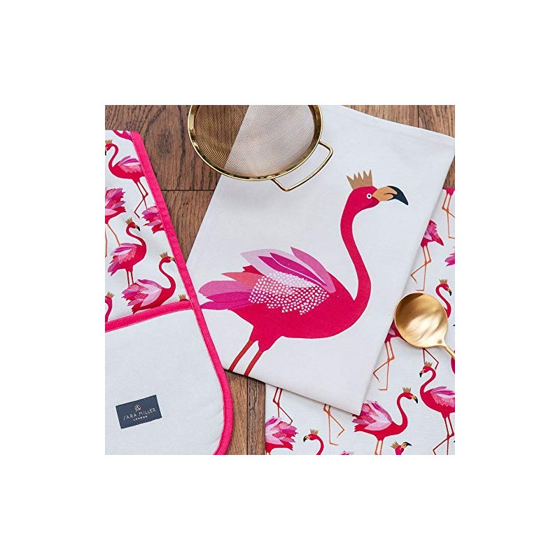 Sara Miller tea towel flamingo placement