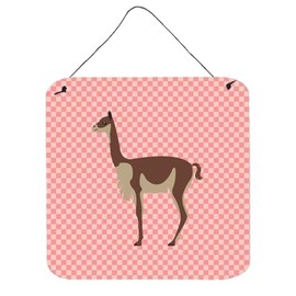 Caroline's Treasures Vicugna Or Vicuna Pink Check Metal Print, 6" H x 6" W, Multicolor