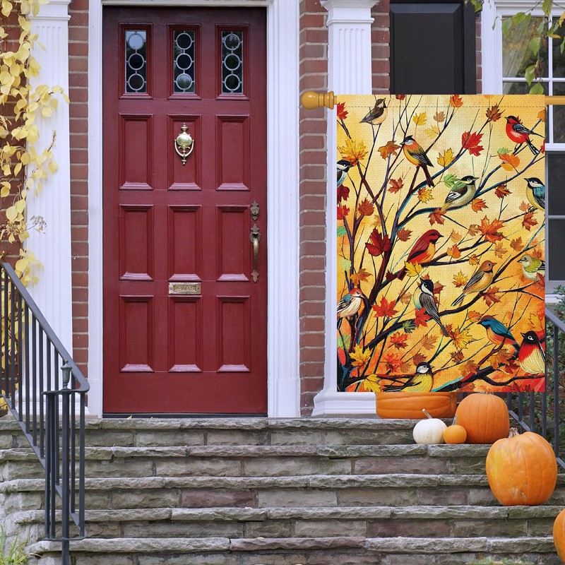 Louise Maelys Welcome Fall Garden House Flag 28x40 Inch Double
