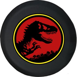 JL Spare Tire Cover Dinosaur Trex Park Tire Covver Black Fits Jeep Bronco CRV and Many More (32-33 Inch with Hole)