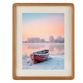 Zibrelte Natural Solid Wood 11x14 Picture Frame with 8.5x11 Mat,Real Cherry Wood Photo Frames 11 by 14 for Tabletop Gallery Wall Hanging
