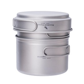 iBasingo Titan Topf Pfannen Set mit Klappgriff Im Freien Camping Suppe Topf Schüssel Bratpfanne Essgeschirr Ultraleicht Kochgeschirr Für Picknick Reisen Wandern Ti2036C