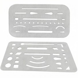 KR.LIF Drawing Eraser Shield for Precise Pencil Line Removal 2 pcs Stainless Steel Drafting Template Tool for Sketching, Architecture, Engineering, Drawing Correction and Technical Art