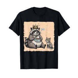 Funny Raccoon Meow Cat Food Eater Humorous Animal T-Shirt
