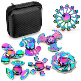 Dilabnda 7PCS Rainbow Handheld Spinners, Fidget Spinners for Kids & Adults, Multicolor, Zinc Alloy, Round, Small, Gift, Unisex, Age 3-12, Stress Relief, Party Favors
