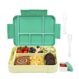 YOWOLF Bento Box Adult Lunch Box,1330ML/45OZSimple Bento Box With 6 Compartments,Cutlery,Versatile Bento Box for Adults Teens