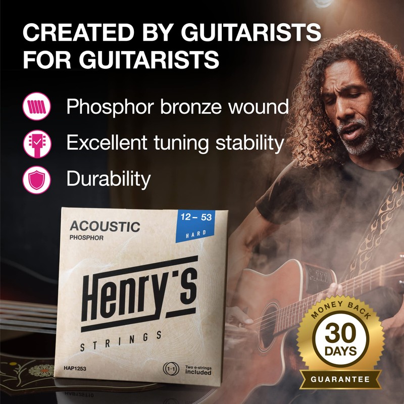 Henrys® Acoustic Guitar Strings 12-53 - Phosphor Bronze Western Guitar