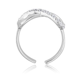 AVORA 925 Sterling Silver Adjustable Infinity Toe Ring with Simulated Diamond CZ