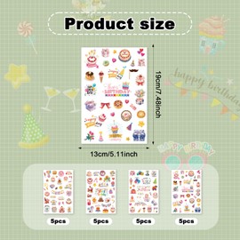20 Sheets Happy Birthday Stickers, Diverse Styles Cute Stickers Self Adhesive Birthday Stickers Decals for Kids Classroom Envelope Gift Cards Adults DIY Craft Decoration Party Favors Supplies