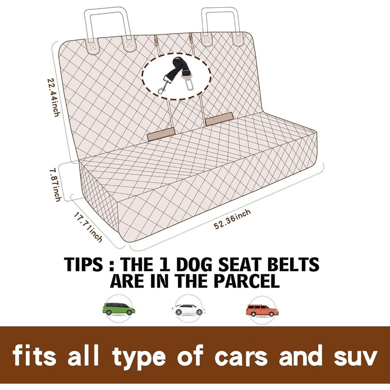 JSTHT Dog Seat Cover, 100% Waterproof Bench Seat Cover Protector