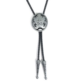 Ivory Falcon Western Bolo Tie, Silver Lone Star Bolo Tie Black