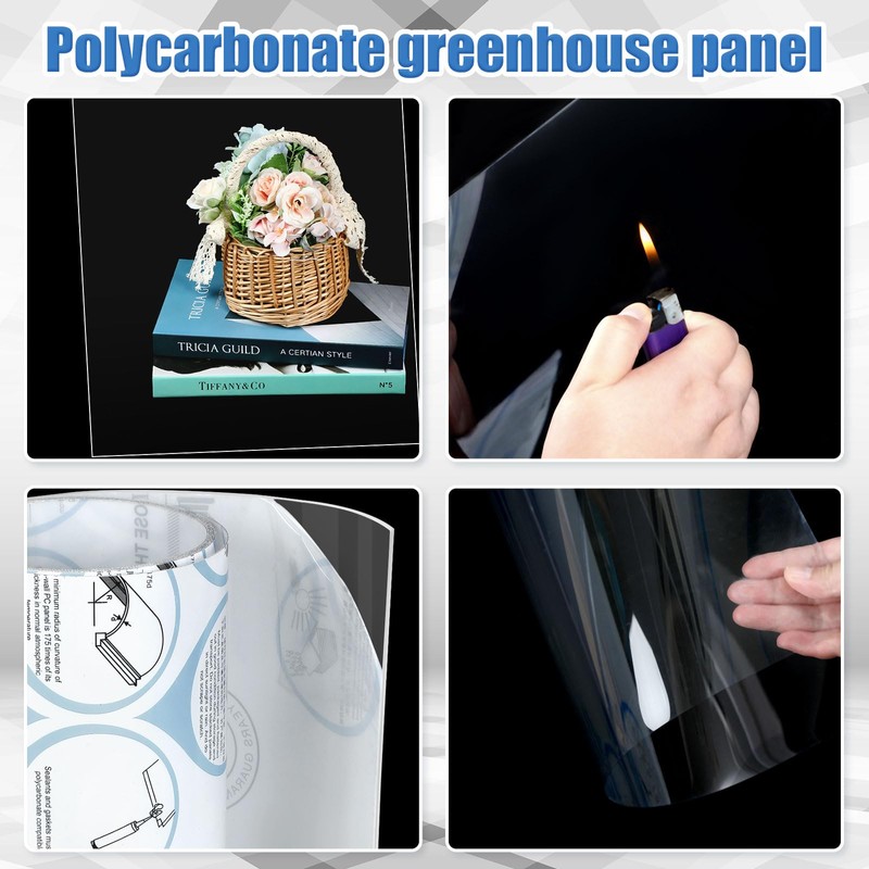 Pushglossy Polycarbonate Roofing Sheet 1mm Greenhouse Clear Film 20' x