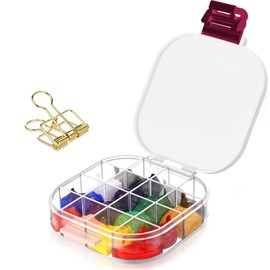 Humyoun Paint Storage Palette Box 16 Wells Airtight with Sealing Lid and Fixing Clips, Portable for Outdoor Use, for Watercolor, Gouache, Acrylic and Oil Painting(Red)